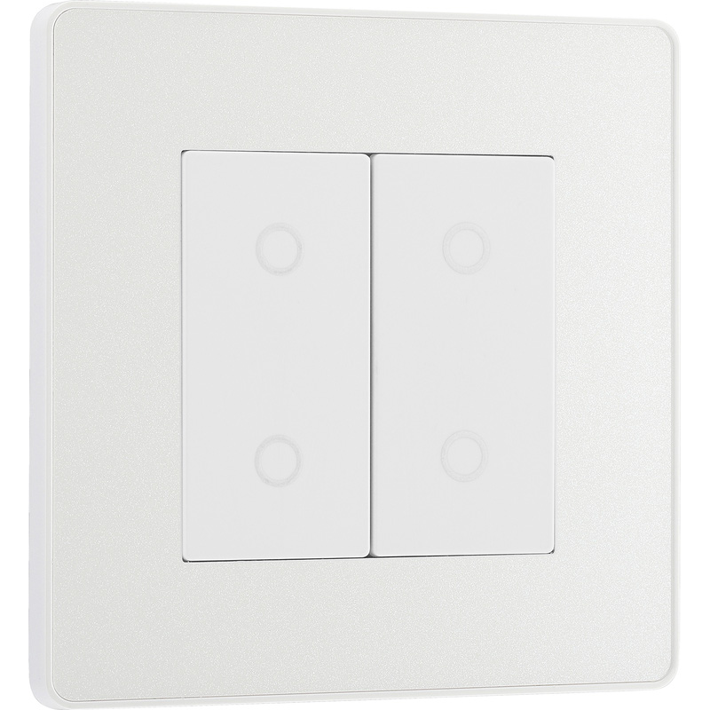 BG Evolve Pearlescent White (White Ins) 200W Double Touch Dimmer Switch, 2-Way Secondary