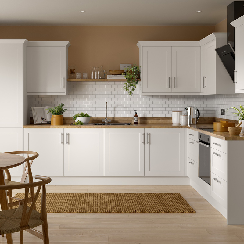 Kitchen Kit Flatpack Shaker Kitchen Cabinet Wall Unit Ultra Matt White 300mm