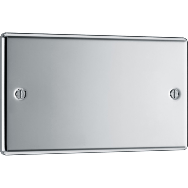BG Polished Chrome Blank Plate 2 Gang