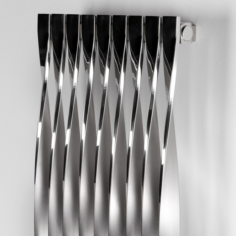 Aeon Twister Designer Radiator 1800 x 310mm Btu 3337 Brushed & Polished Stainless Steel