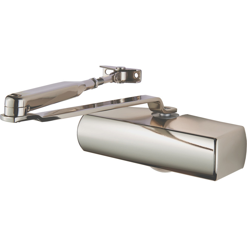 Plated Full Cover Overhead Door Closer Size 3 Fixed Power Satin Nickel