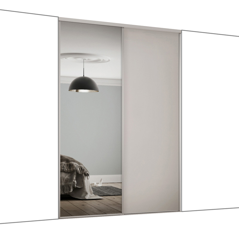 Spacepro Classic 2 Door Sliding Wardrobe Kit Dove Grey and Mirror 1489 x 2260mm