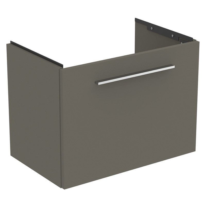 Ideal Standard i.life S Compact Wall Hung Vanity Unit with Basin Matt Quartz Grey 600mm with Brushed Chrome Handle
