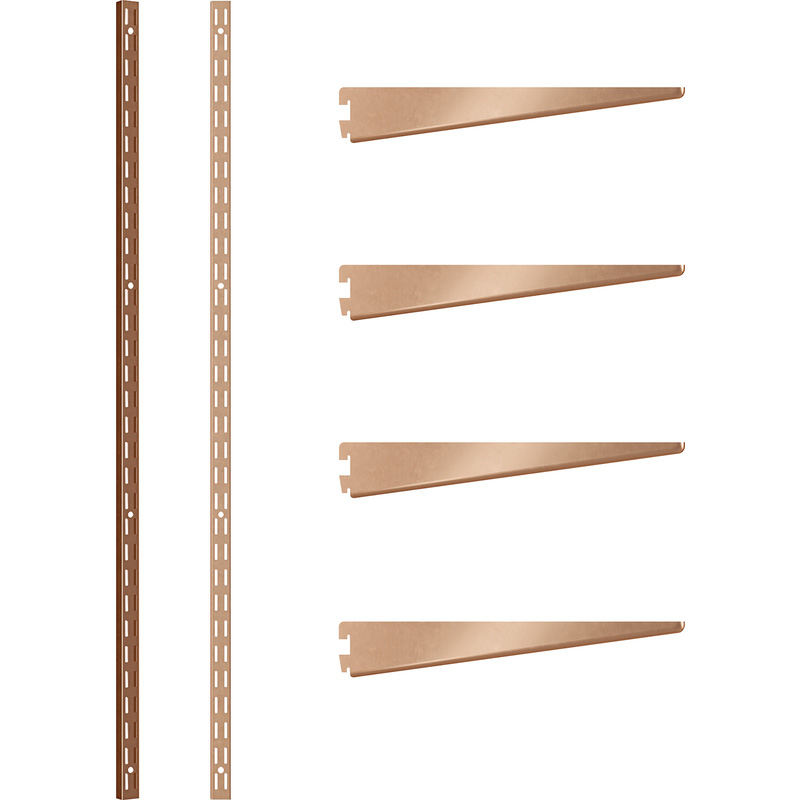 Rothley Bright Copper Twin Slot Shelving Kit 1600mm Uprights (x2) & 320mm Brackets (x4)