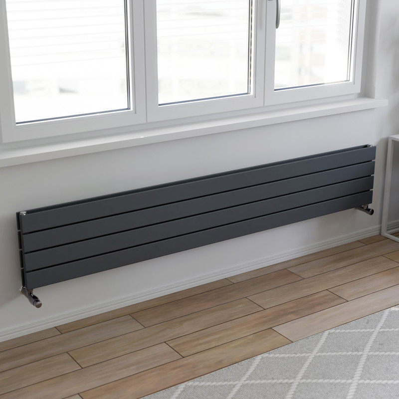 Ximax Oxford Duo Horizontal Designer Radiator 295 x 1800mm 3314Btu Anthracite