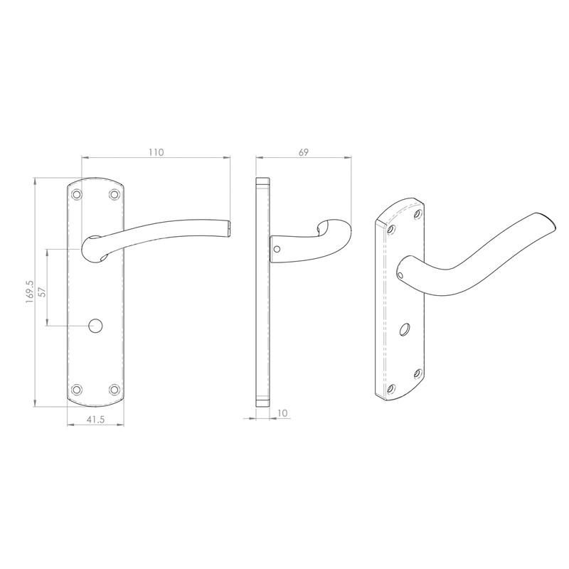 Serozzetta Cuatro Door Handles Bathroom Satin Chrome