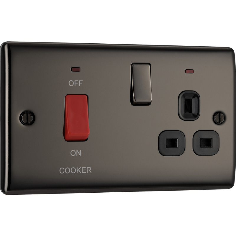 BG Black Nickel 45A Cooker Control Unit 13A Socket + Neon