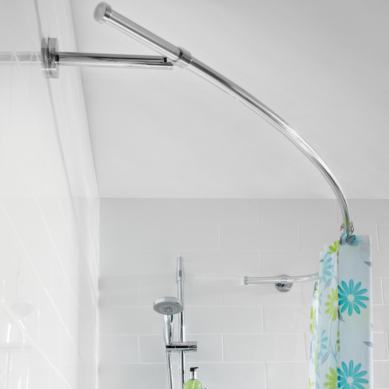 Croydex Curved Shower Curtain Rail Chrome