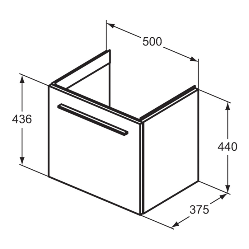 Ideal Standard i.life S Compact Wall Hung Vanity Unit with Basin Matt Quartz Grey 500mm with Matt Black Handle