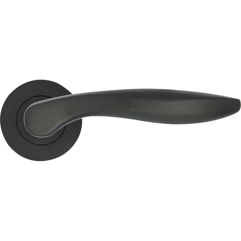 Stanza Cadiz Lever on Rose Door Handles Matt Black
