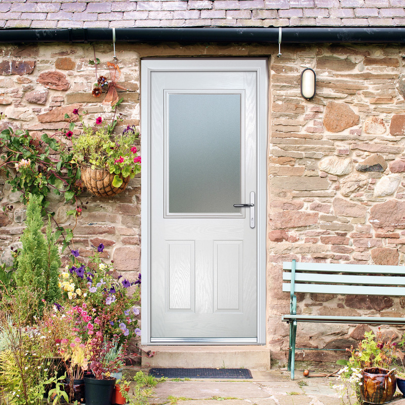Crystal Composite Door Two Square Large Glass Left Hand 920mm x 2055mm Obscure Glass Glazing White
