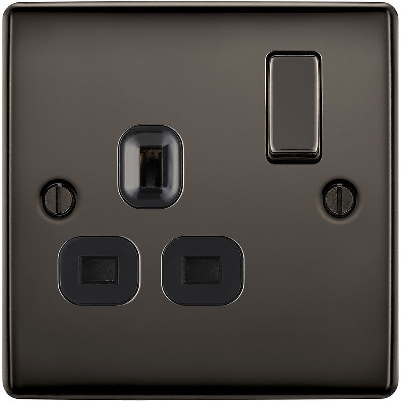 BG Black Nickel 13A DP Switched Socket 1 Gang