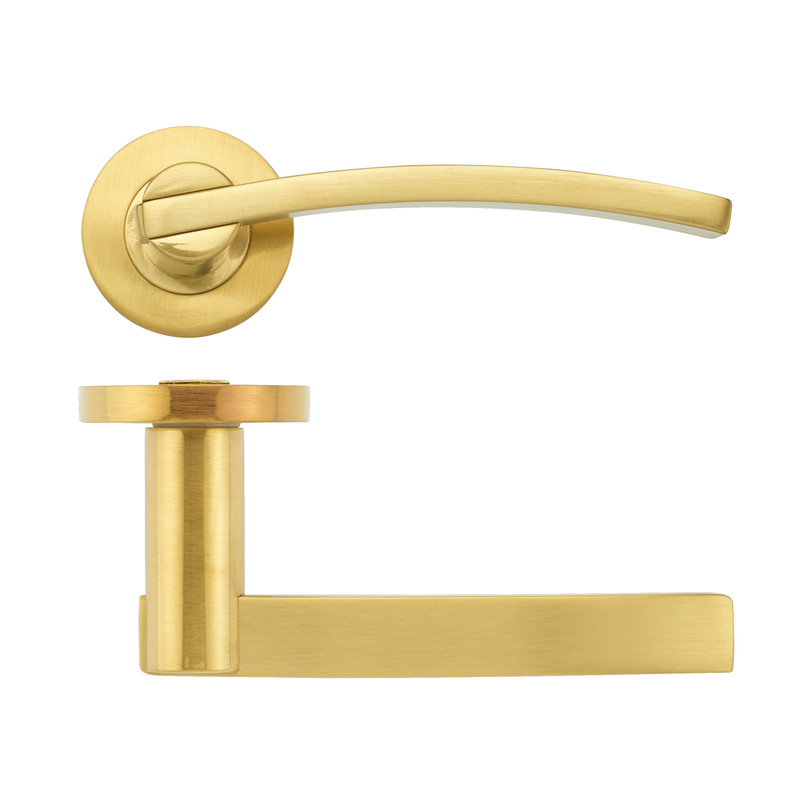 Stanza Adria Lever on Rose Door Handles Favo Satin Brass