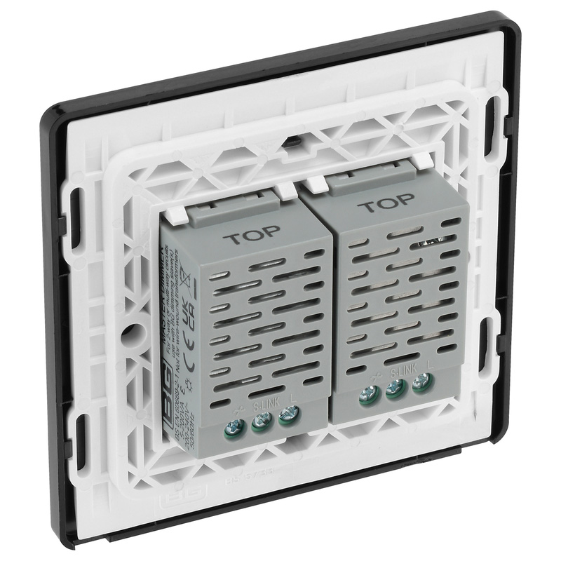 BG Evolve Black Chrome (Black Ins) 200W Double Touch Dimmer Switch, 2-Way Master