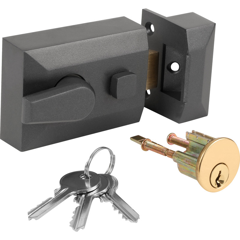 Deadlocking Nightlatch Gun Metal Standard