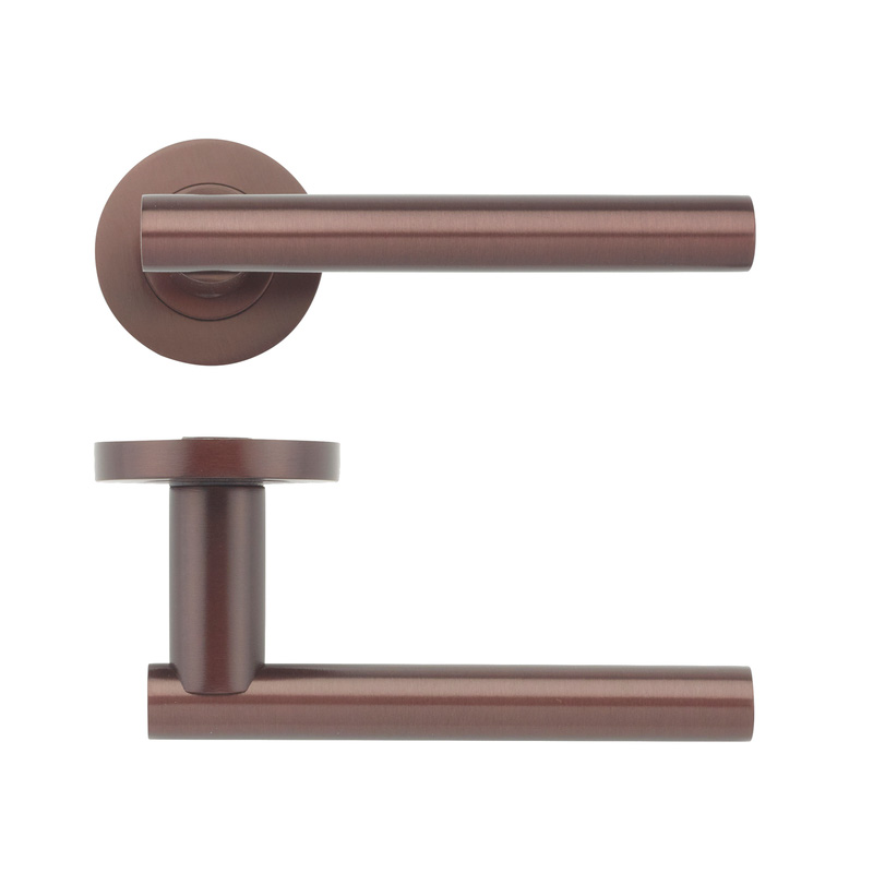 Stanza Lucca Lever on Rose Door Handles Etna Bronze