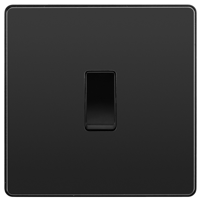 BG Evolve Black Chrome (Black Ins) Single Intermediate Light Switch, 20A 16Ax