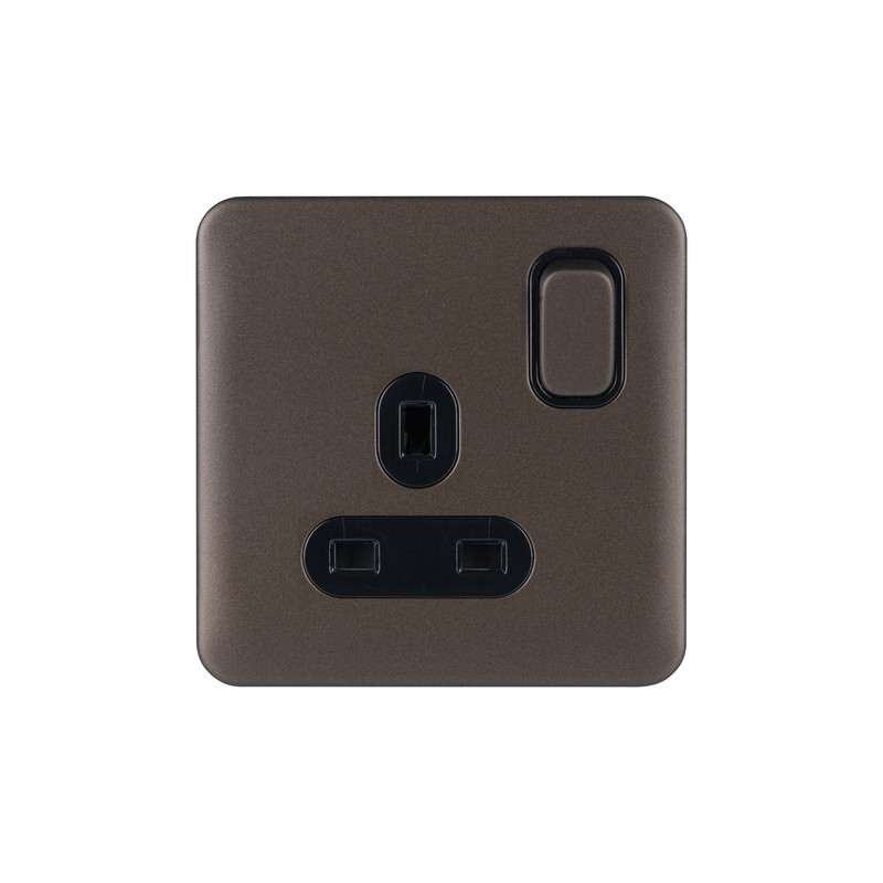 Schneider Electric Lisse Mocha Bronze Screwless 13A Switched Socket 2 Gang