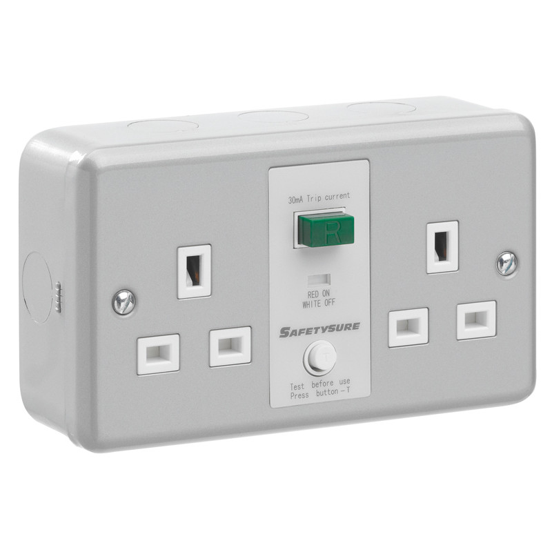 SafetySure RCD Socket Metalclad 2 Gang 13A 30mA