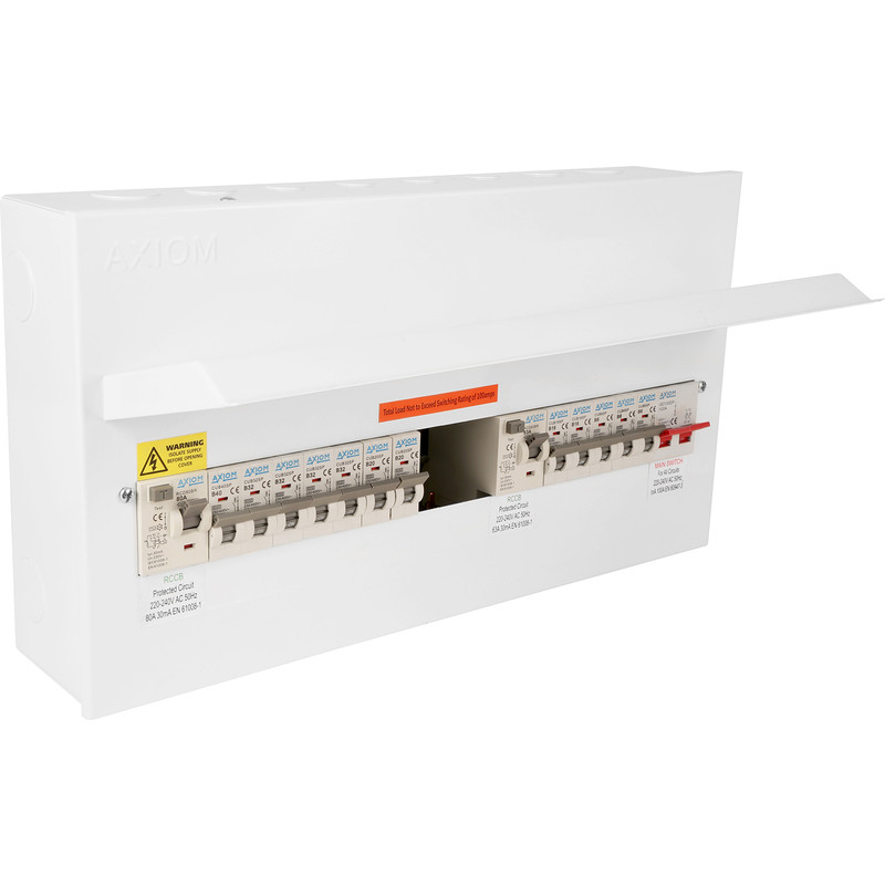 Axiom Metal High Integrity Dual RCD + 12 MCBs Consumer Unit 15 Way