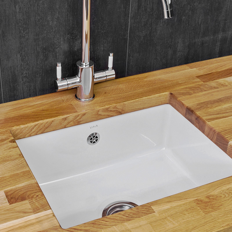 Reginox Undermount Ceramic Kitchen Sink & Drainer Single Bowl White