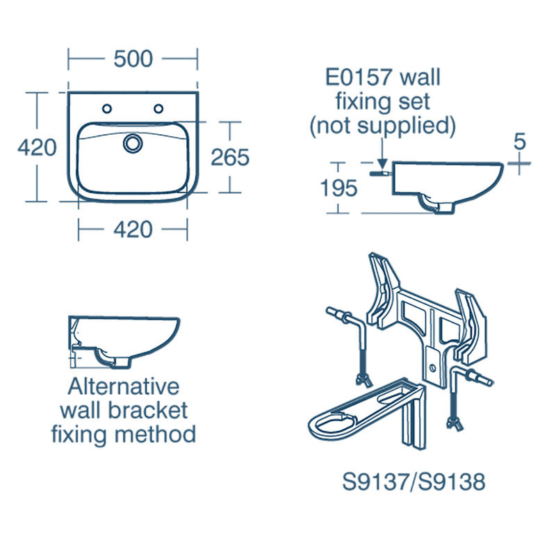 Armitage Shanks Portman 21 Basin 50cm 2 Tap Hole