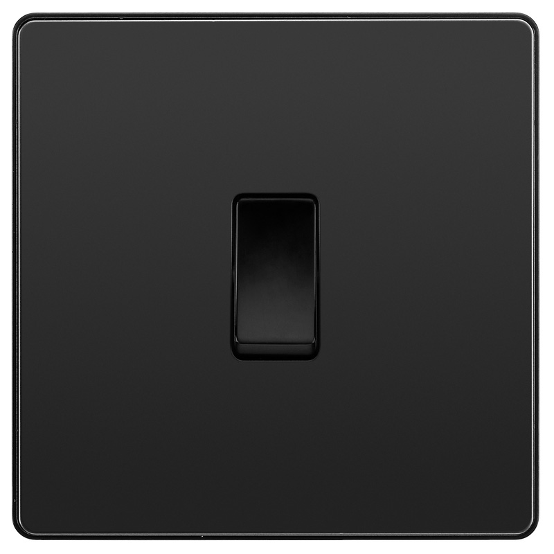 BG Evolve Black Chrome (Black Ins) Single Light Switch, 20A 16Ax, 2 Way