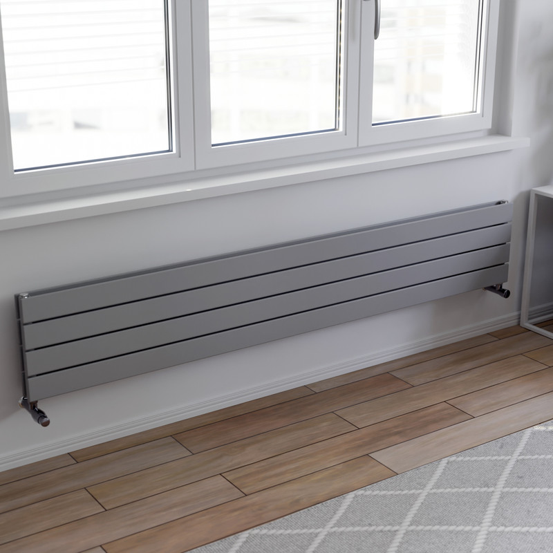 Ximax Oxford Duo Horizontal Designer Radiator 295 x 1800mm 3314Btu Silver