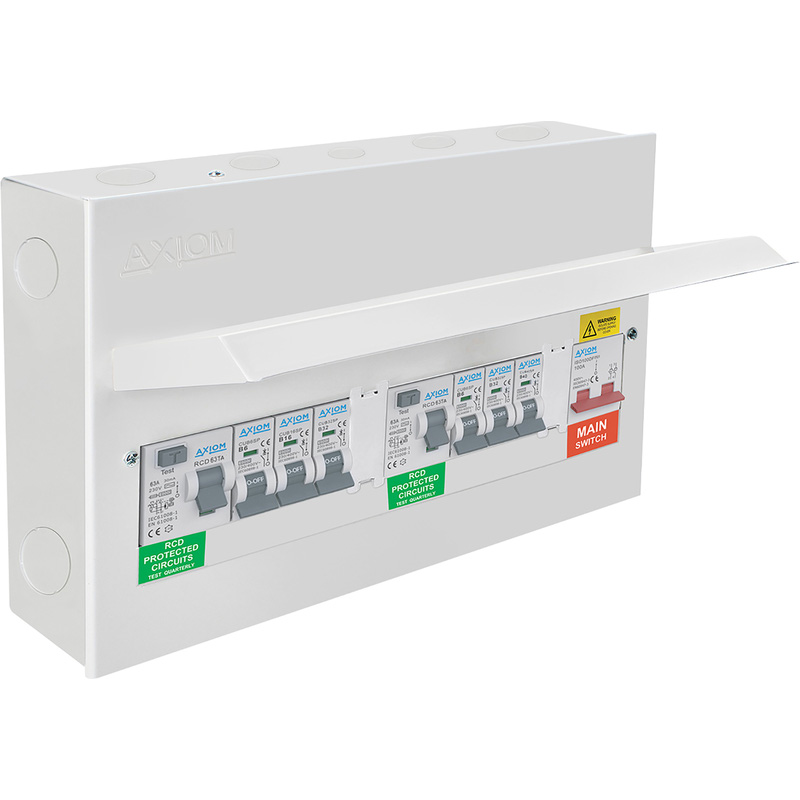 Axiom 8 Way Type A Dual RCD Consumer Unit + 6 MCBs 8 Way