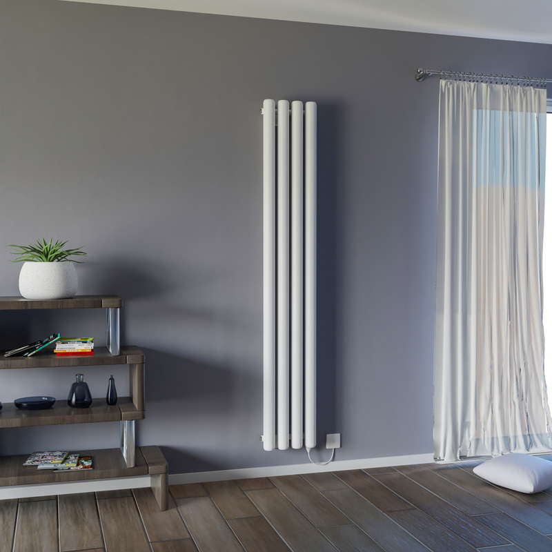 Ximax Devon Round Electric Designer Radiator 1800 x 285mm 3072Btu White