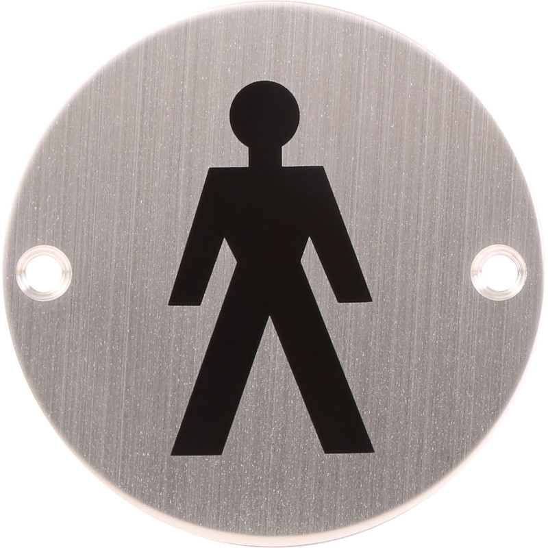 Satin Stainless Steel Door Sign Male 75mm