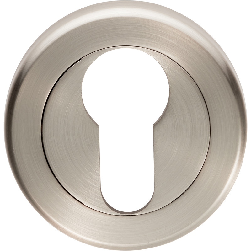 Serozzetta Euro Profile Escutcheon On Round Rose Satin Nickel