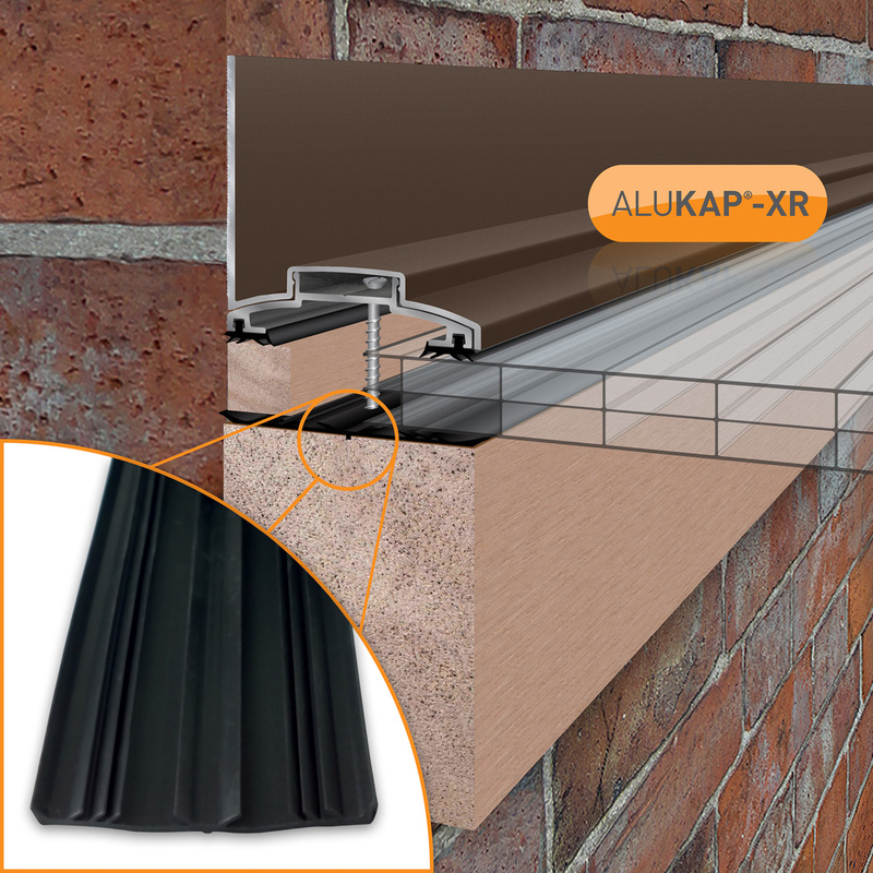 Alukap-XR Concealed Fix Wall Bar with Gasket Brown 3000mm
