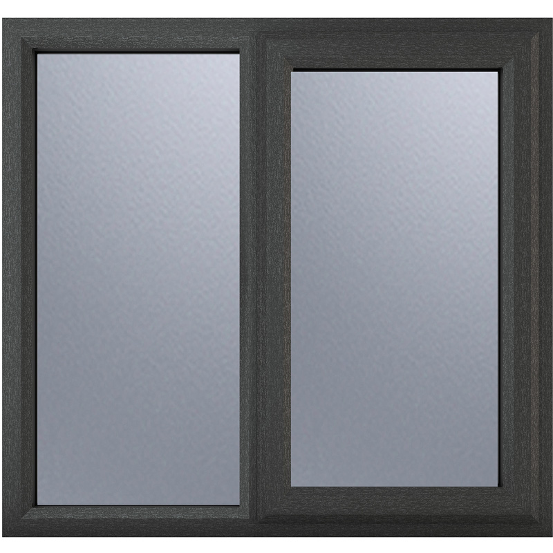 Crystal Casement uPVC Window Right Hand Opening Next To a Fixed Light 1190mm x 1190mm Obscure Double Glazing Grey/White
