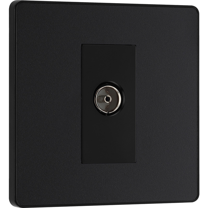 BG Evolve Matt Black (Black Ins) Single Socket For Tv Or Fm Co-Axial Aerial Connection