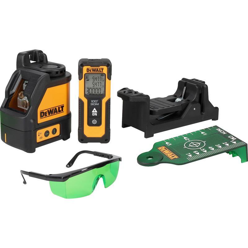 DeWalt DW088CG-XJ Cross Line Laser Level & 30m Laser Distance Measurer Bundle Pack