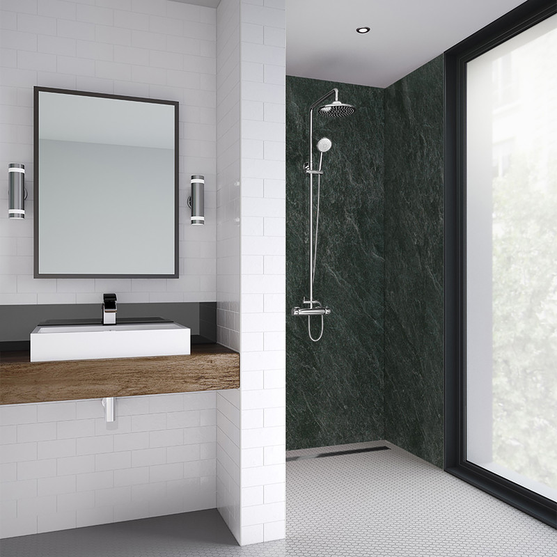 Mermaid Sicilian Slate Natural Laminate Shower Wall Panel Tongue & Groove 2420mm x 885mm