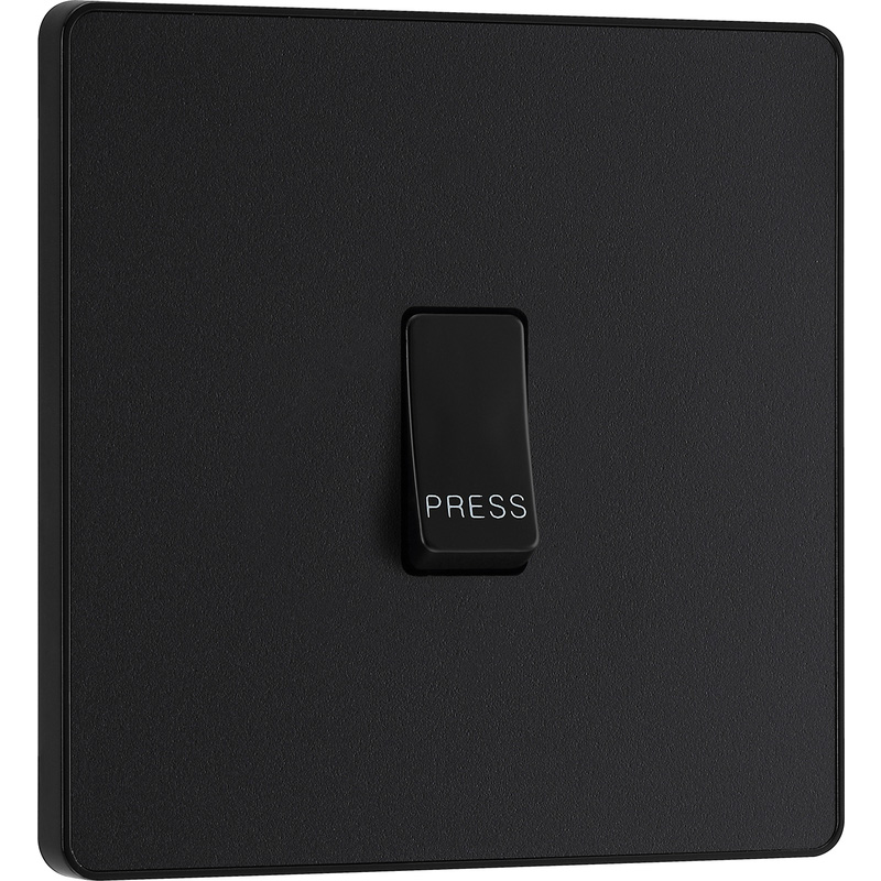 BG Evolve Matt Black (Black Ins) Single Press Switch, 10A