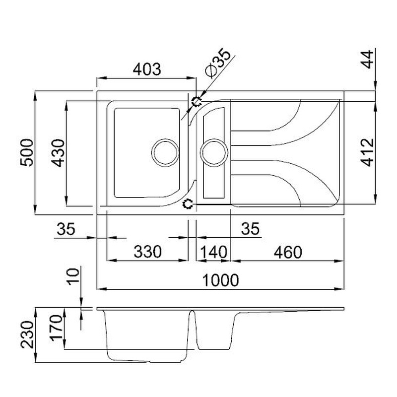 Reginox Ego Reversible Composite Kitchen Sink & Drainer 1.5 Bowl Black