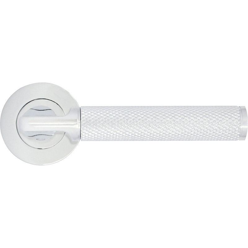 Stanza Bilbao Lever on Rose Door Handles Polished Chrome