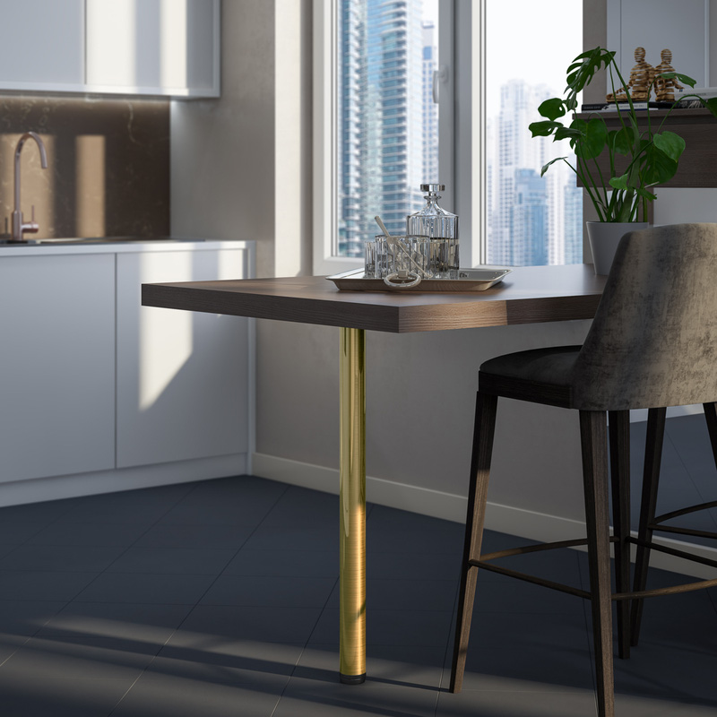 Rothley Worktop Leg 60mm x 870mm Antique Brass