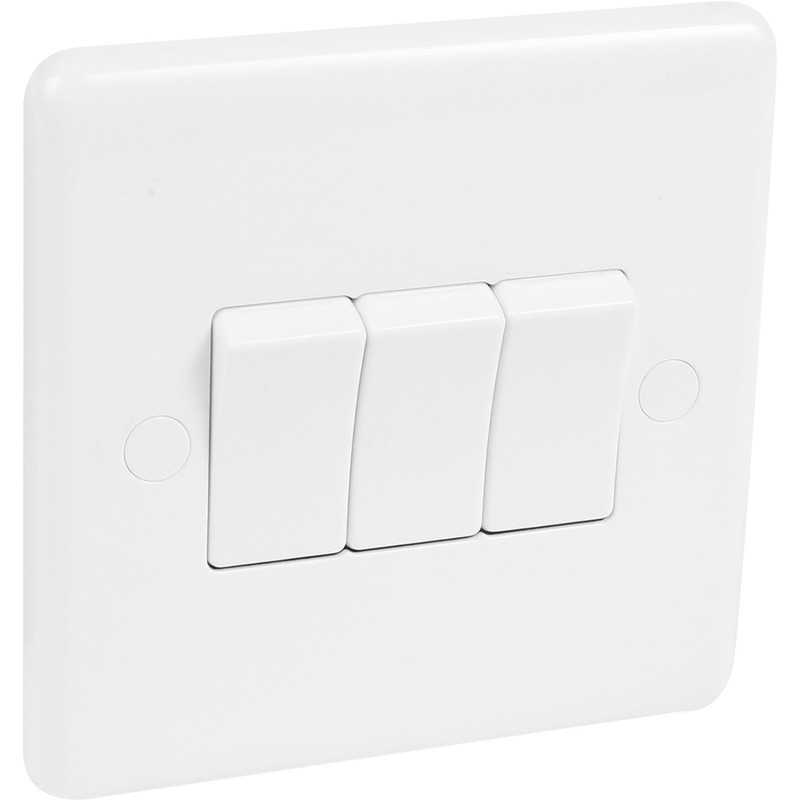 Wessex White 10A Switch 3 Gang 2 Way