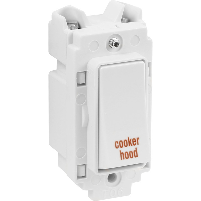 Crabtree Rockergrid 20A 1 Way DP Engraved Rockergrid Switch Module Cooker Hood