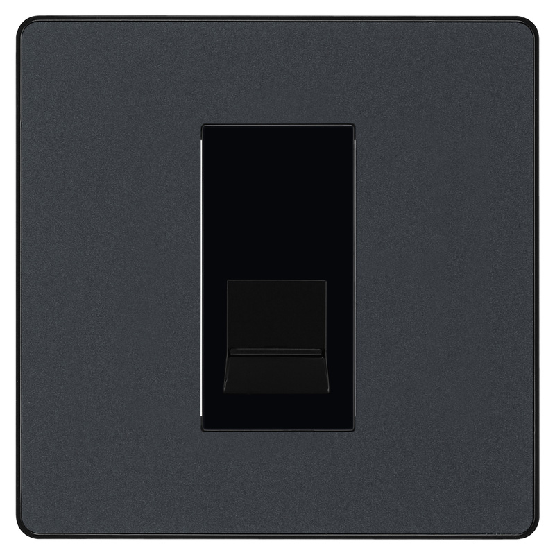BG Evolve Matt Grey (Black Ins) Single Secondary Telephone Socket