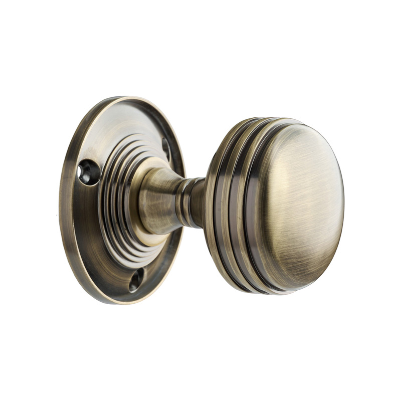 Ringed Mortice Knob Antique Brass