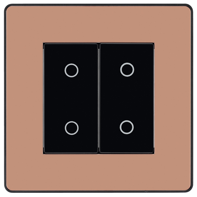 BG Evolve Polished Copper (Black Ins) 200W Double Touch Dimmer Switch, 2-Way Master