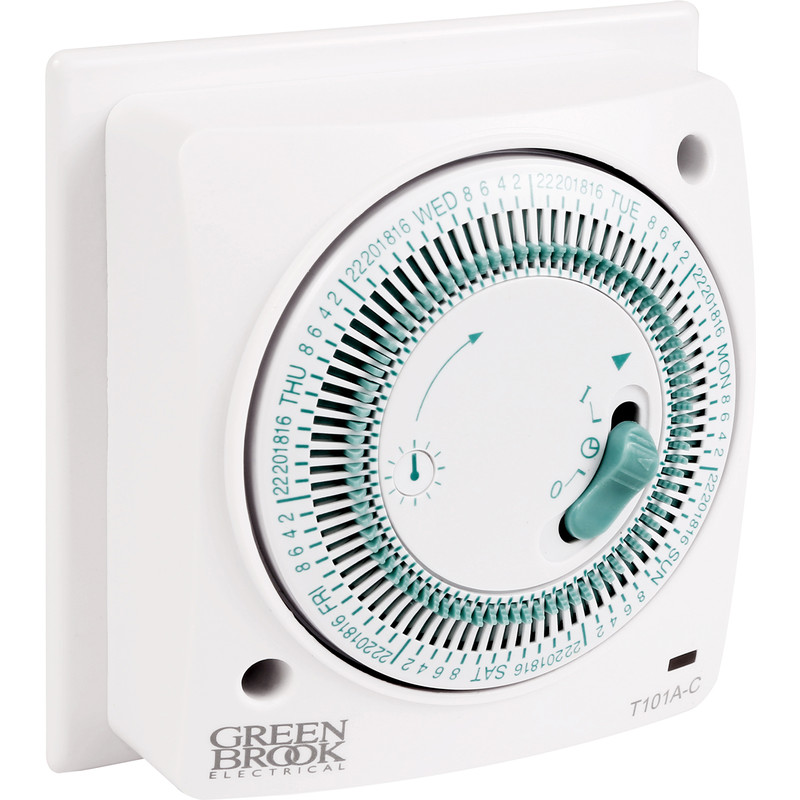 Greenbrook 7 Day Mechanical Socket Box Timer 16A Resistive 2A Inductive