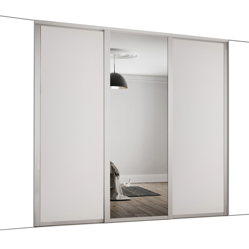 Spacepro Shaker 3 Door Sliding Wardrobe Kit Dove Grey and Mirror 2592 x 2260mm