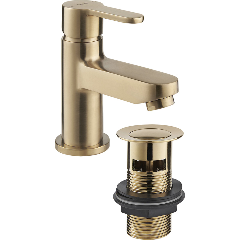 Deva Ethos Cloakroom Basin Mixer Tap Brushed Brass