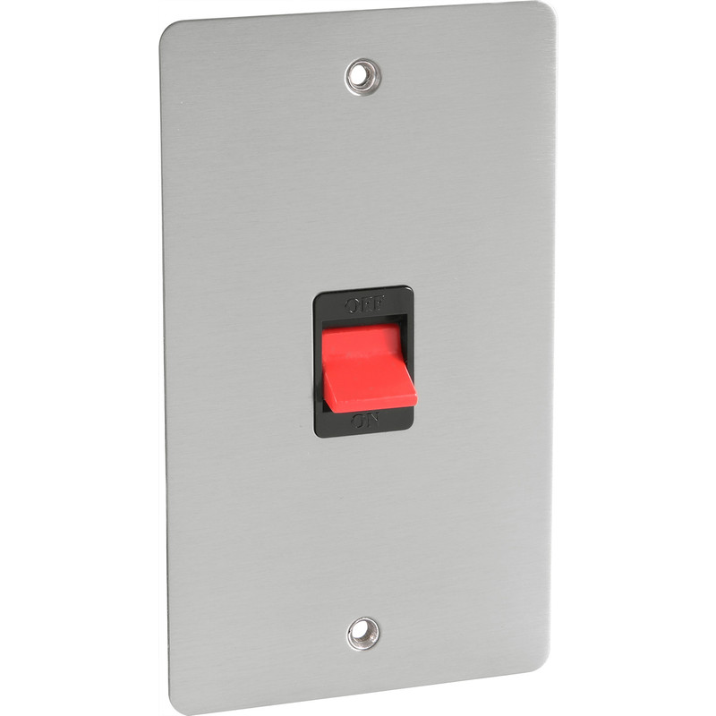 Flat Plate Satin Chrome 45A DP Switch Tall